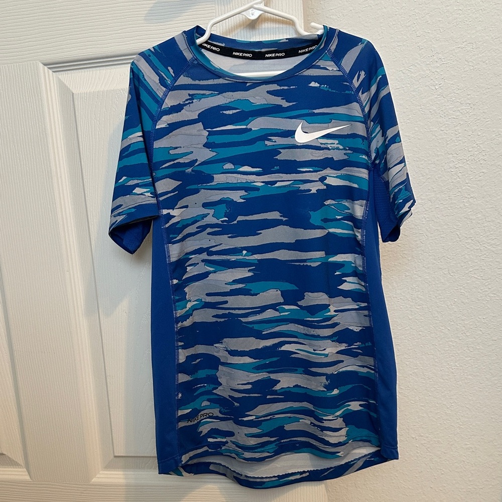 Nike Kids Pro Blue and Gray Dri-FIT Shirt